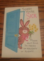 Vintage Sorry Youre Sick Gibson Get Well Card Rabbit Naughty Flighty Nightie - £7.89 GBP