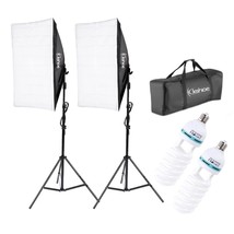 Studio Photography 2 Softbox Continuous Photo Lighting Kit W/ Carrying Bag - £68.99 GBP