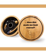 Engraved Wooden Round Wine Tool Set for Retiree | Cute Funny Quote | Ret... - $30.50