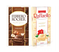  2x Ferrero Raffaello Rocher Chocolates Bar Milk White Coconut Almond 90g 3.17 O - £18.50 GBP