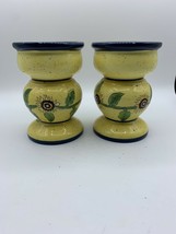 Set Of 2 Ceramic Candle Holders With Vibrant Sunflower Design - £8.98 GBP