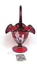 Fenton, Basket, Ruby Glass, Hand Painted, Mary Gregory Design, Halloween. - £99.46 GBP