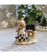 Courtly Figurine Country Mouse Whimsy Check Décor Black and White Check ... - $49.00