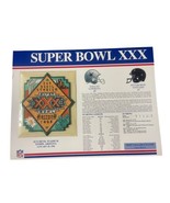 SUPER BOWL XXX Cowboys vs Steelers 1996 OFFICIAL SB NFL PATCH Card - $15.88