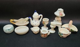 Vintage Lot of 11 Porcelain Doll House Miniatures Japan Coffee Pot Dishe... - $28.69