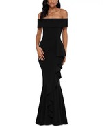 Betsy & Adam Off-The-Shoulder Mermaid Gown Black Size 14 $289 - $147.51