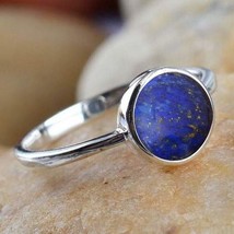 925 Sterling Silver Lapis lazuli Round Gemstone Stacking Ring Jewelry - $10.89+