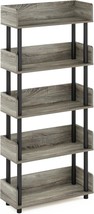 Furinno Turn-N-Tube 5-Tier Toolless Display Rack, French Oak/Black - $1,117.19 MXN