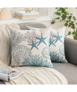 SET of 2 - Coastal Decor Pillow Cases- 18&quot; x 18&quot; - Seashells Corals Star... - €16,09 EUR