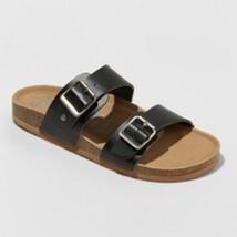 Mad Love Women&#39;s Keava Double Buckle Footbed Sandals Size 6 Black New - $24.18
