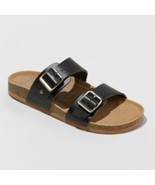 Mad Love Women&#39;s Keava Double Buckle Footbed Sandals Size 6 Black New - $24.18