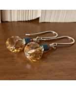 Citrine Glass Dangles - Sterling Silver Hooks - Handmade Earrings - €17,36 EUR