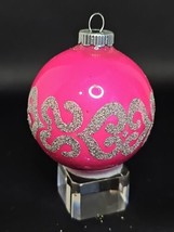 Vintage Shiny Brite Hoy Pink Silver Stenciled Mica Mercury Glass Ornament USA - $21.75