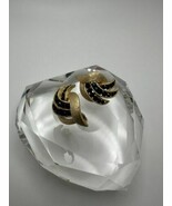 Vintage Gold Black Rhinestone Floral Clip Earrings 2.7cm - $17.42