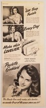 1945 Print Ad Lux Bar Soap Beautiful Actress Paulette Goddard - $11.68