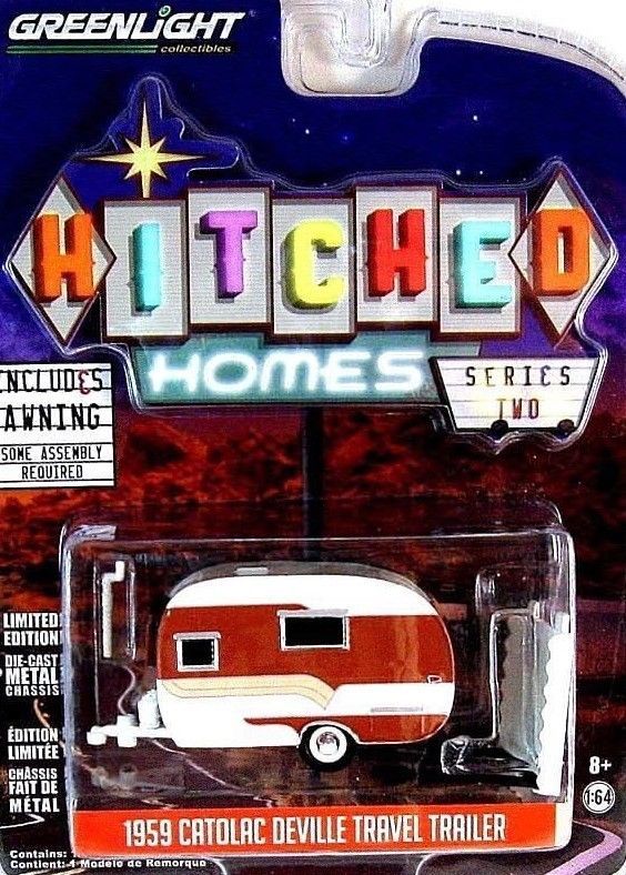 CATOLAC DEVILLE TRAVEL TRAILER YEAR 1959 WHITE/BROWN, GREENLIGHT 1:64 MODEL - $24.35