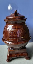 Brown Pot Belly Stove Instant Coffee Canister made in Japan w/ spoon VTG - £11.75 GBP