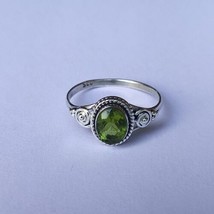 5 Ct Good oval Cut Natural Lush Green Peridot Gemstone 925 Sterling Silver Ring - £43.28 GBP