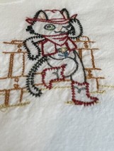 Dishtowel Cowgirl Kitten Fence 100% Cotton Flour Sack 20&quot;x26&quot; Kitties Ca... - $9.89