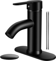 Black Bathroom Faucet Single Hole Bathroom Faucet Matte Black, Up Drain ... - $39.92