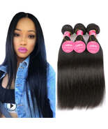 Real Human Hair Straight Wave Curtain - Natural Color Hair Extensions - $65.98+