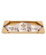 Wall Plaque Sign With Key Hooks 19 X 6 Bless Our Home New Fleur de Lis - $12.19