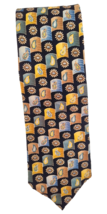 Lands&#39; End Men&#39;s Necktie 100% Silk Multicolor  Geometric 3 3/4 &#39; x 58&quot; Handmade - £12.63 GBP