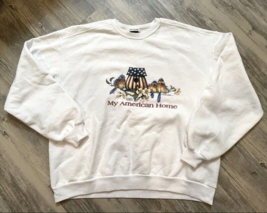 Vtg Sweatshirt America Birds Flowers 90s Size XL Jerzees My American Home - $14.50