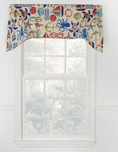 Sea Point Arched Valance Rope Cord Trim Nautical Print Beach Summer House - $36.14