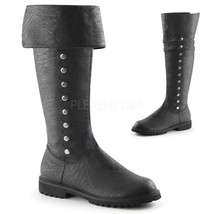 GOTHAM-120 Men&#39;s Renaissance Medieval Era Pirate Black Cuffed Costume Knee Boots - £60.22 GBP