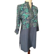 Soch Silk Tunic S Hippie Sequins Top Blouse Ethnic Shirt Flowy India Boh... - £23.21 GBP