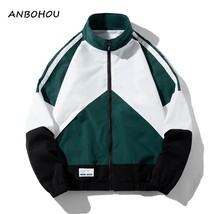 ANBOHOU Mens Windbreaker Jacket Autumn Fashion Casual work Loose Male Large Size - £93.37 GBP