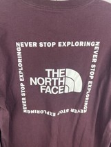The North Face Shirt Mens Medium Purple Big Logo Spell Out On Back Outdoors Hike - £10.30 GBP