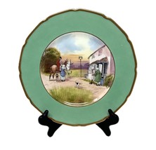 Atq Fox Hunt Series Dinner Plate Royal Doulton Porcelain Green And Gold Border - £74.49 GBP