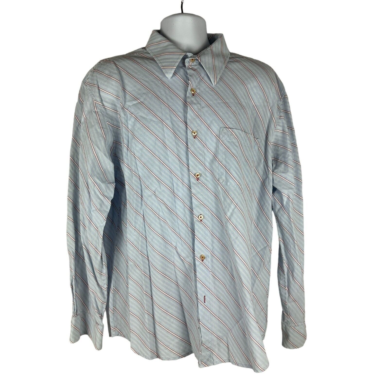 Eighty Eight Men&#39;s XL Button-Down Shirt - Blue &amp; Red Stripes Long Sleeve - $18.50