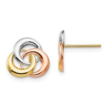 Kid&#39;s 14K Tri Color Gold Circle Post Earrings - £128.67 GBP