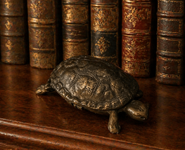 Antique Brass Turtle Figurine trinket box, Vintage Metal Tortoise jewelr... - $146.02