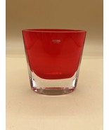 Vintage Krosno Glass Red Clear Oval Sommerso Small Vase 4.25” X 4” - $40.98