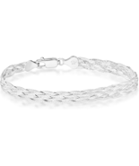 925 Sterling Silver Italian 6-Strand Diamond-Cut Herringbone Bracelet - $543.91 MXN+