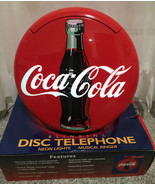 1996 COCA COLA DISC TELEPHONE Blinking Neon Musical Coke Phone 16x12 in BOX - $94.07 CAD