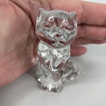 Lenox Cat Figurine Full Lead Crystal Clear Germany Sitting Bow Neck Tie ... - $28.70