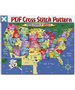 United States Of America USA Map Counted PDF Cross Stitch Pattern - $3.50