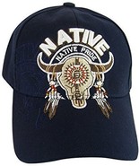 Native Pride Bull Adult Size Adjustable Baseball Cap (Navy) - £11.95 GBP