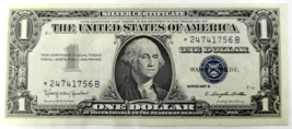 1957-B $1 One Dollar Bill Silver Certificate Star Note *24741756B Crisp - £46.92 GBP