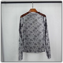 Elegant  blouse shirt   out Dot  pattern  transparent blouse Women long  sleeve  - £28.08 GBP