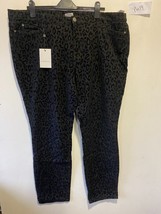 JUNAROSE Leopardo Floccato Nero Slim Jeans UK 26 L32 Taglie Forti (ph19) - £16.00 GBP