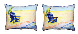 Pair of Betsy Drake Parrot &amp; Chair Small Pillows 11X 14 - £54.43 GBP