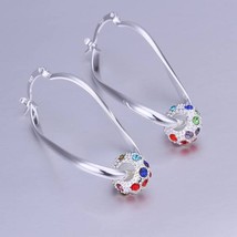 925 silver Earring elegant engagement colorful noble beautiful fashion Jewelry f - £10.50 GBP