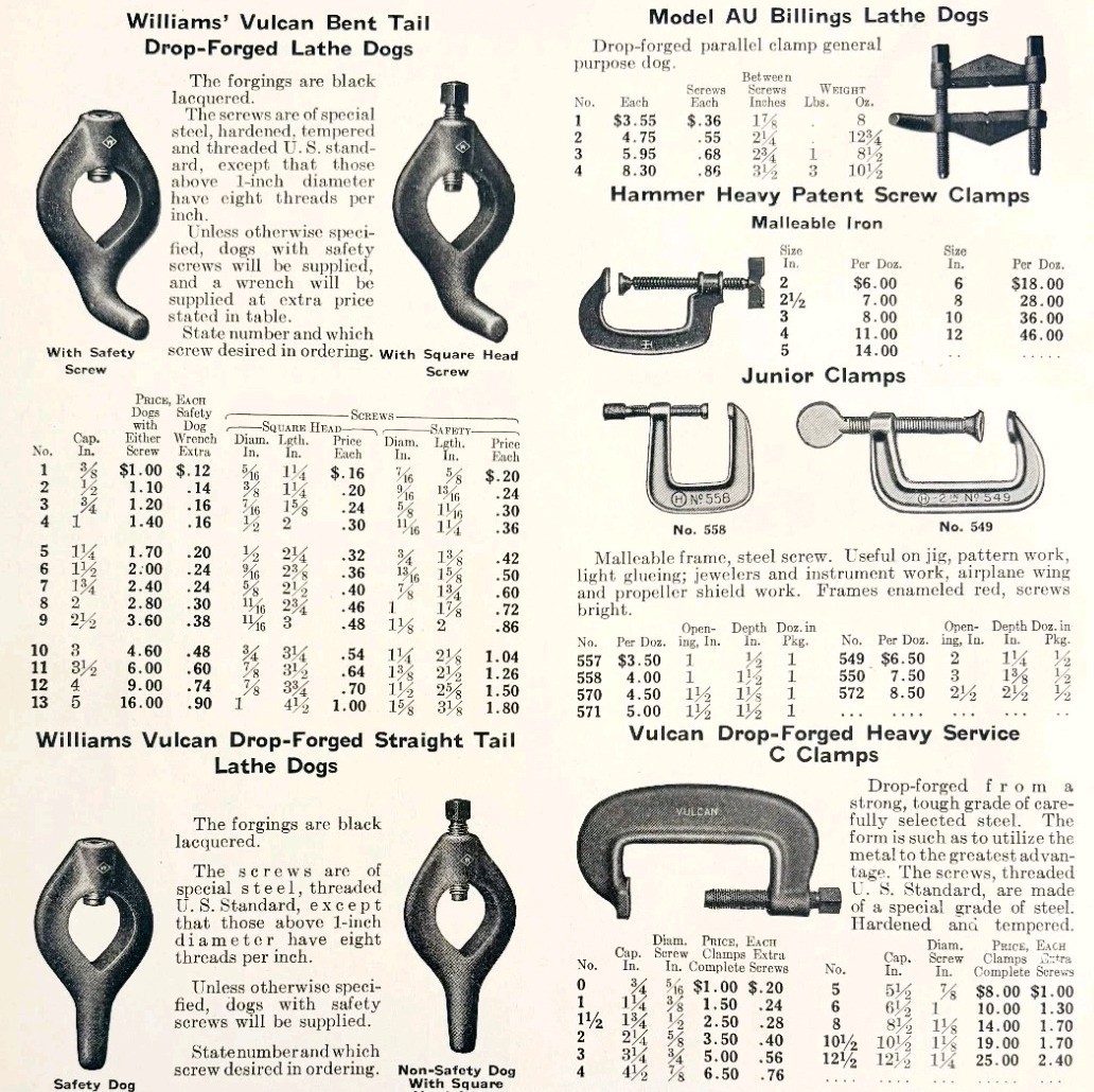 1922 N.T. Bushnell Lathe Dogs C Clamps Tool Advertisement Catalog Hardwa... - $24.99