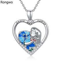 Rongwo Ohana Means Family Stitch Pendant Necklace Stainless Steel Silver Plated  - £14.18 GBP